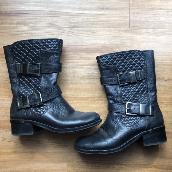 Vince Camuto Shoes - Vince Camuto Welton Buckle Quilted Moto Boots